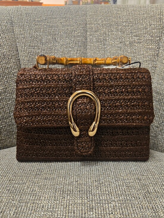 Tommy Bahama Handbags - Tommy Bahama Brown Woven Satchel with Gold Accent